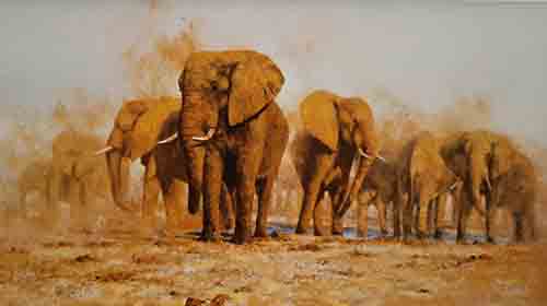 david shepherd dusty evening elephant silkscreen print